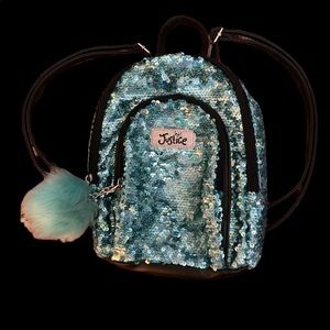 Justice Sequin Mini Backpack with Pom - Rave Festival Bag